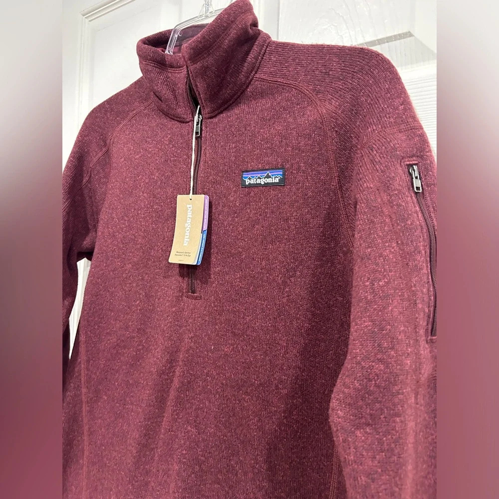 Patagonia Women's XS Better Sweater 1/4 Zip Pullover Chicory Dark Red NWT - Picture 2 of 7